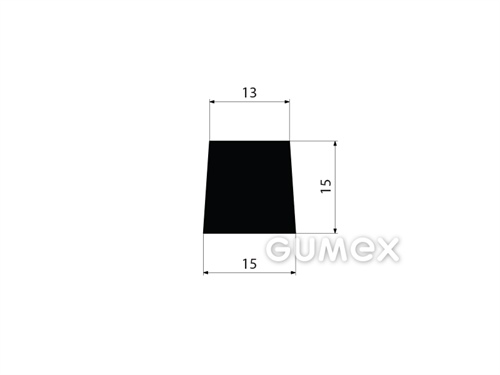 Pryžový profil tvaru "lichoběžník", 15x15/13mm, 70°ShA, EPDM, -40°C/+100°C, černý